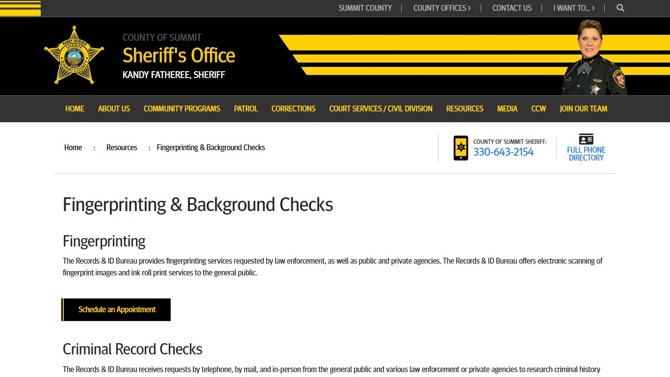 Fingerprinting & Background Checks : Summit County Sheriff's Office